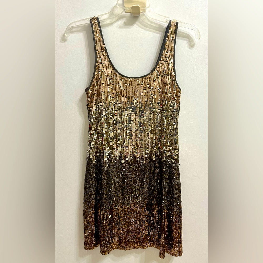 Mini gold sequin ombré dress; Express size XS, worn once like new